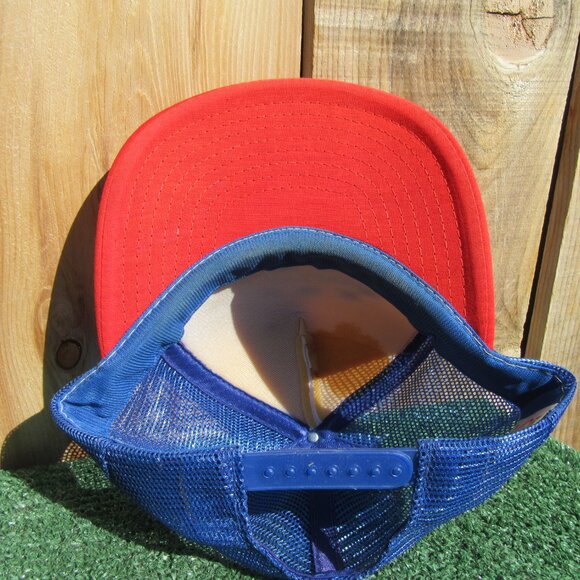 Vintage Checkers Flag Speedway Red White Blue Snapback Baseball Hat Trucker Cap - Picture 7 of 10